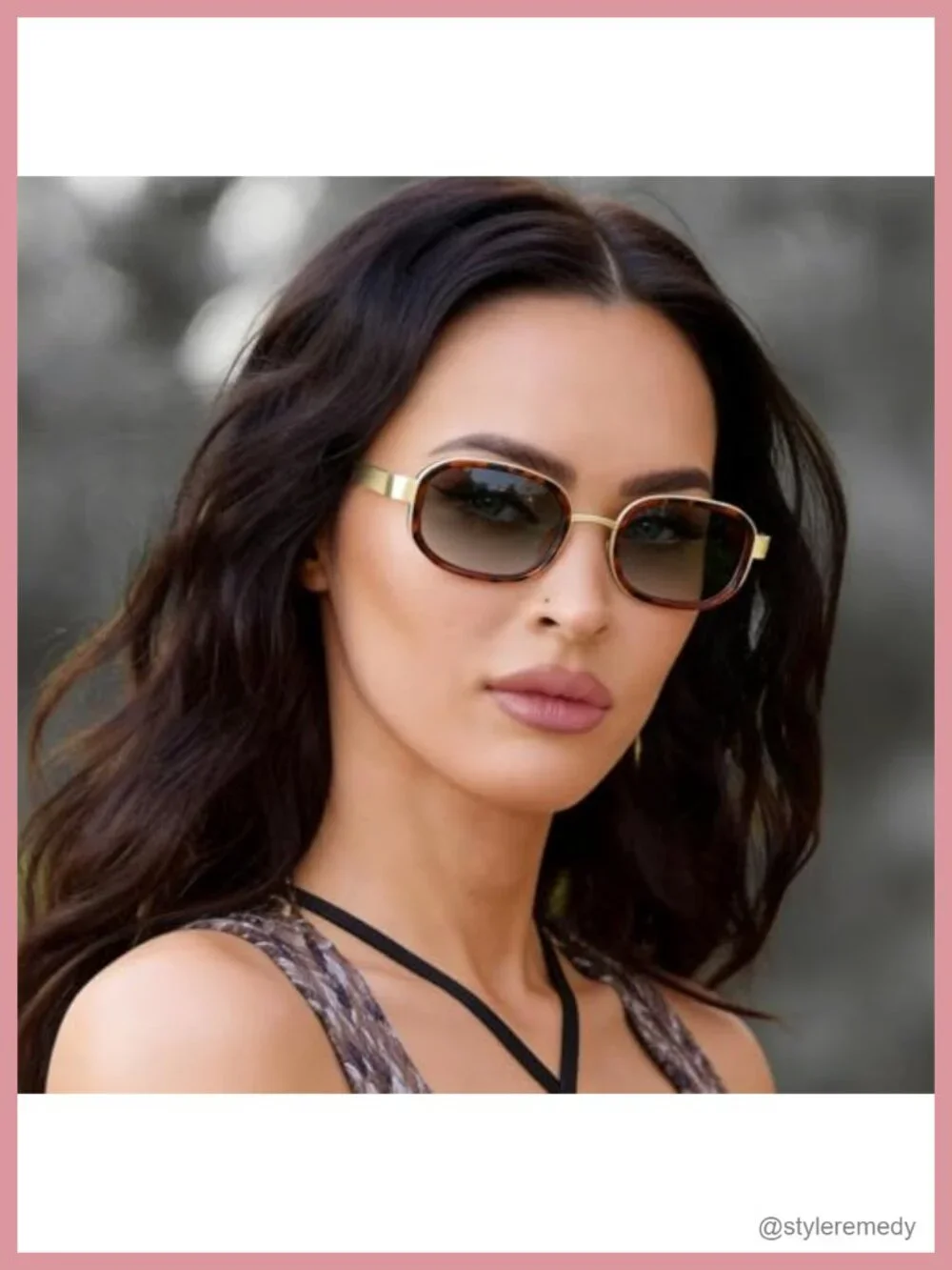 Retro Rectangle Sunglasses UV400 Protection Stainless Steel Frame Unisex